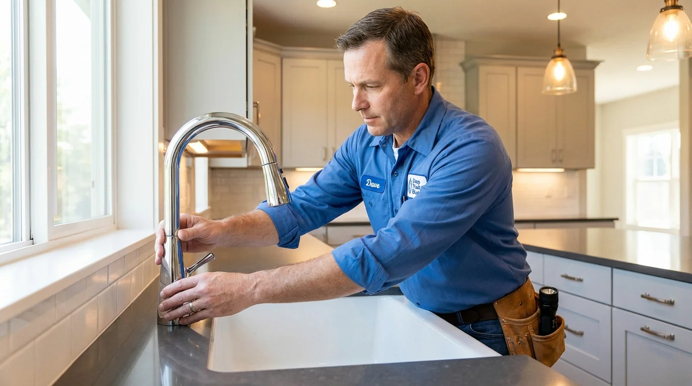 Kitchen faucet installation by Johns Plumbing LLC in Haslett