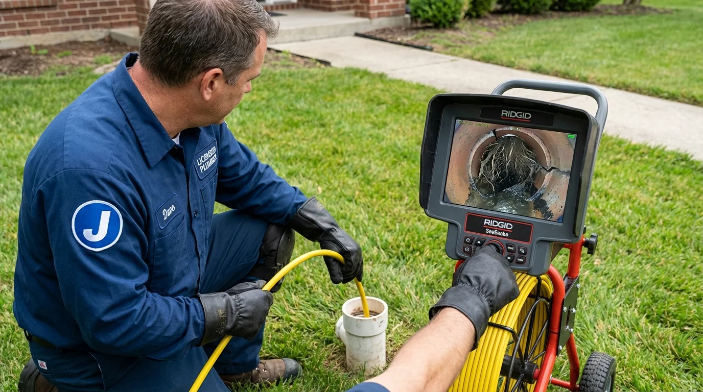 Sewer camera inspection being performed by Johns Plumbing LLC in Haslett