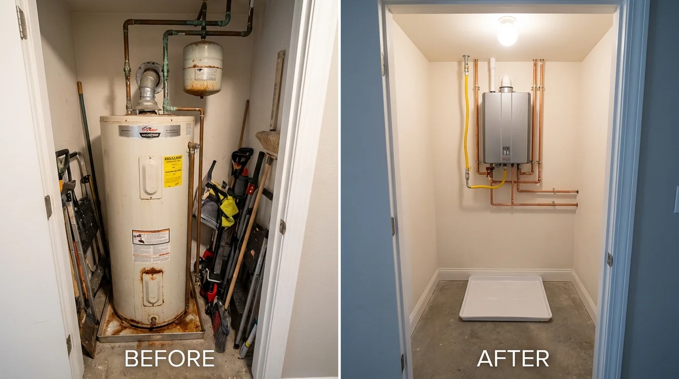 Tank water heater versus wall-mounted tankless unit comparison for Haslett, MI homeowners