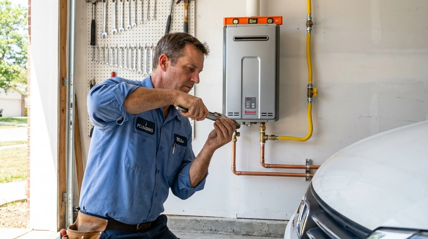Tankless water heater installation by a Johns Plumbing LLC plumber in Haslett